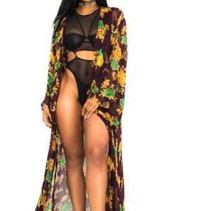 BFYNE Maxi Print Beach Swim Suit Cover Up​​
